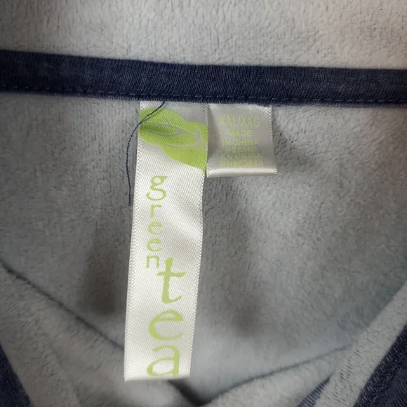 Green Tea Womens Cowl Neck Long Slv Blue/Grey Sweatshirt XXL - Picture 9 of 13